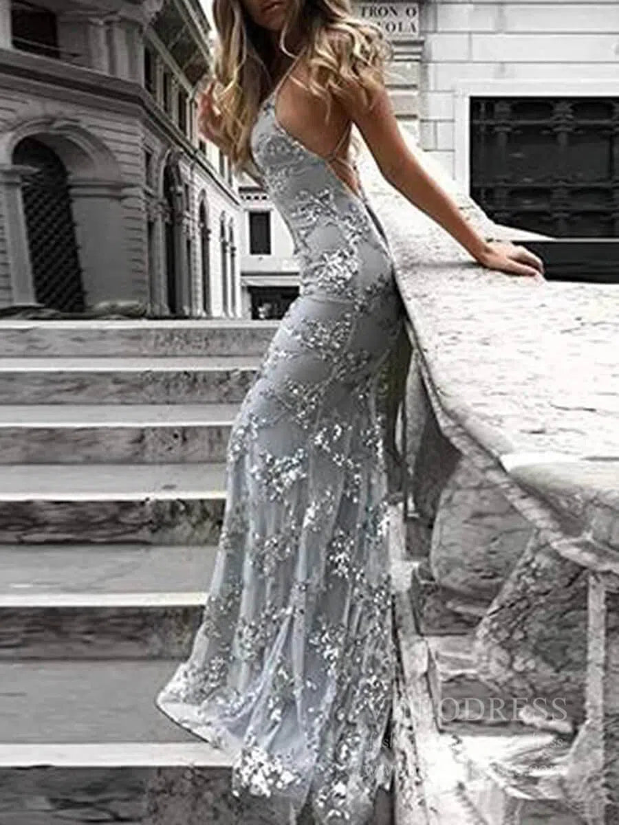 Sparkly Gold Sequin Mermaid Prom Dresses Spaghetti Strap Formal Dresses FD1683-prom dresses 2025 -Viniodress-Gold-Custom Size-