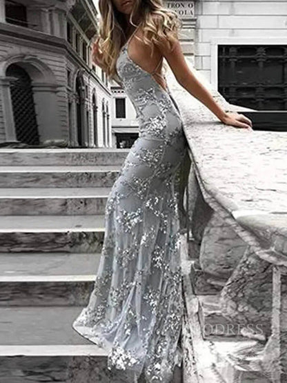 Sparkly Gold Sequin Mermaid Prom Dresses Spaghetti Strap Formal Dresses FD1683-prom dresses 2025 -Viniodress-Gold-Custom Size-