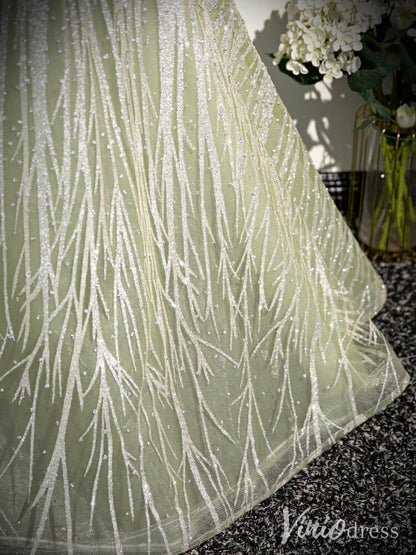 Sparkly Green Off the Shoulder Prom Dresses Beaded Lace Evening Gown AD1341-prom dresses 2025 -Viniodress-Green-Custom Size-