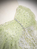 Sparkly Green Off the Shoulder Prom Dresses Beaded Lace Evening Gown AD1341-prom dresses-Viniodress-Viniodress