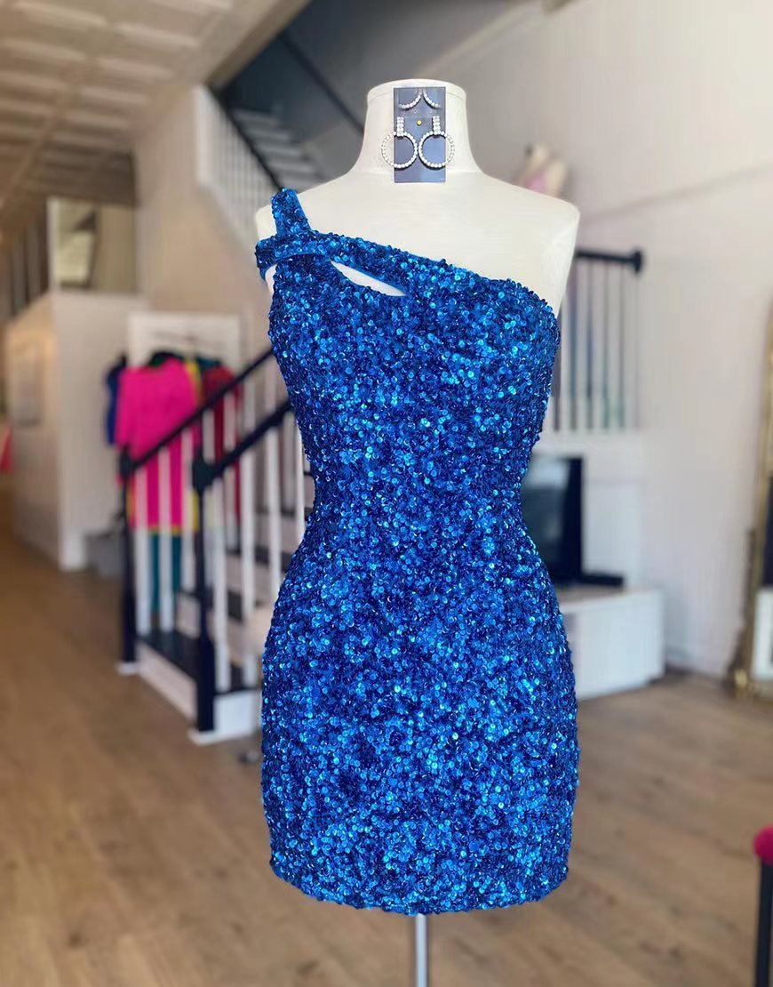 Sparkly Hot Pink Bodycon Sequin Homecoming Dress Mini Cocktail Dresses SD1457-Homecoming Dresses 2025 -Viniodress-Hot Pink-Custom Size-