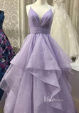 Sparkly Lavender Tiered Long Prom Dresses with Straps FD2649B-prom dresses-Viniodress-Viniodress