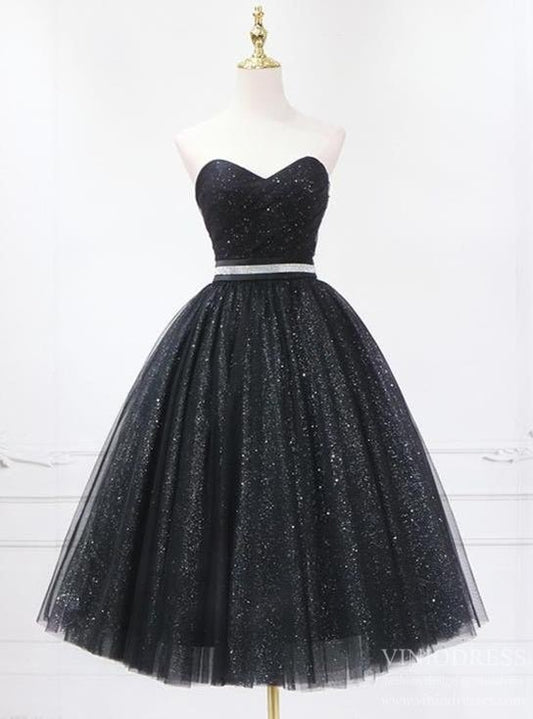 Sparkly Mid-length Black Homecoming Dresses SD1220B-Homecoming Dresses 2025 -VINIODRESS-Black-US2-