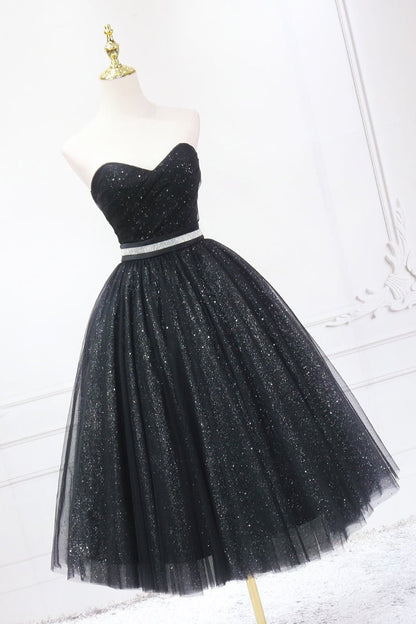 Sparkly Mid-length Black Homecoming Dresses SD1220B – Viniodress