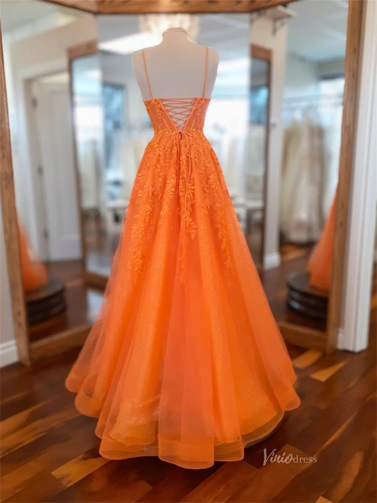 prom dresses 2025 Sparkly Orange FD5175-plus size wedding dresses Viniodress-As Picture-Custom Size-