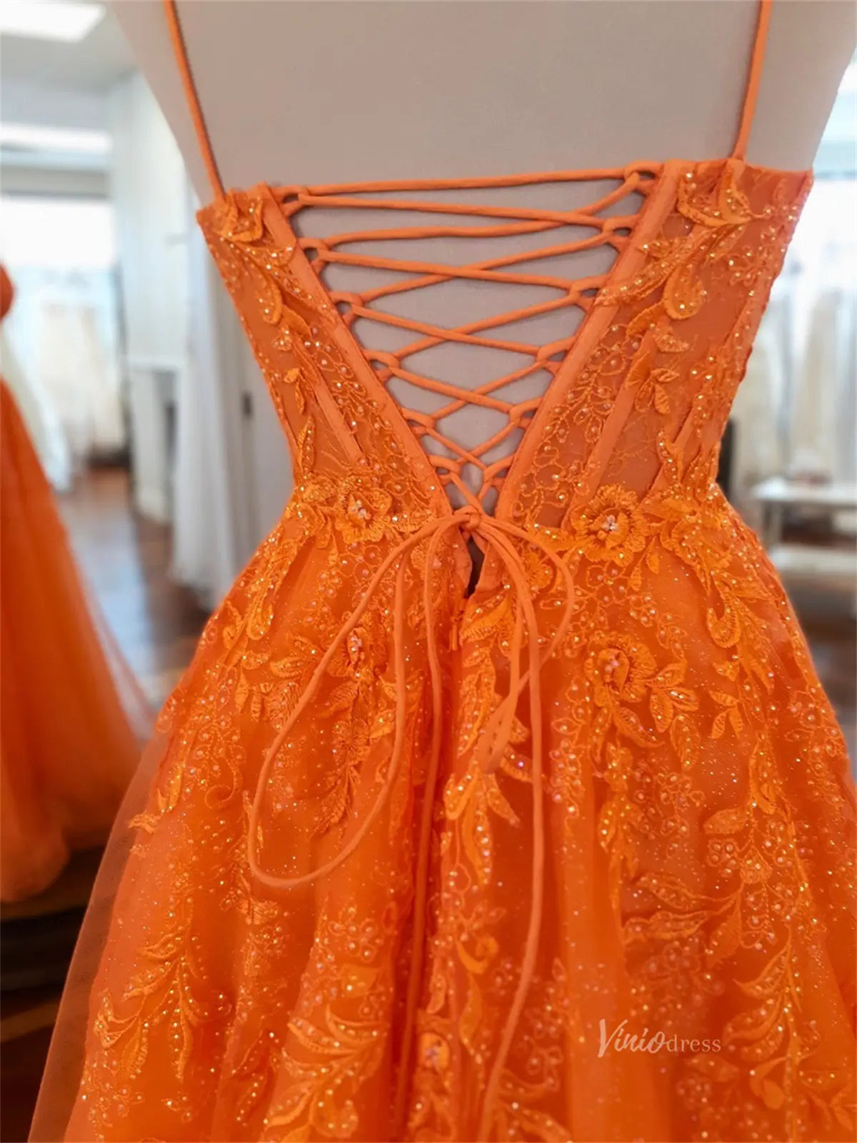 prom dresses 2025 Sparkly Orange FD5175-plus size wedding dresses Viniodress-As Picture-Custom Size-