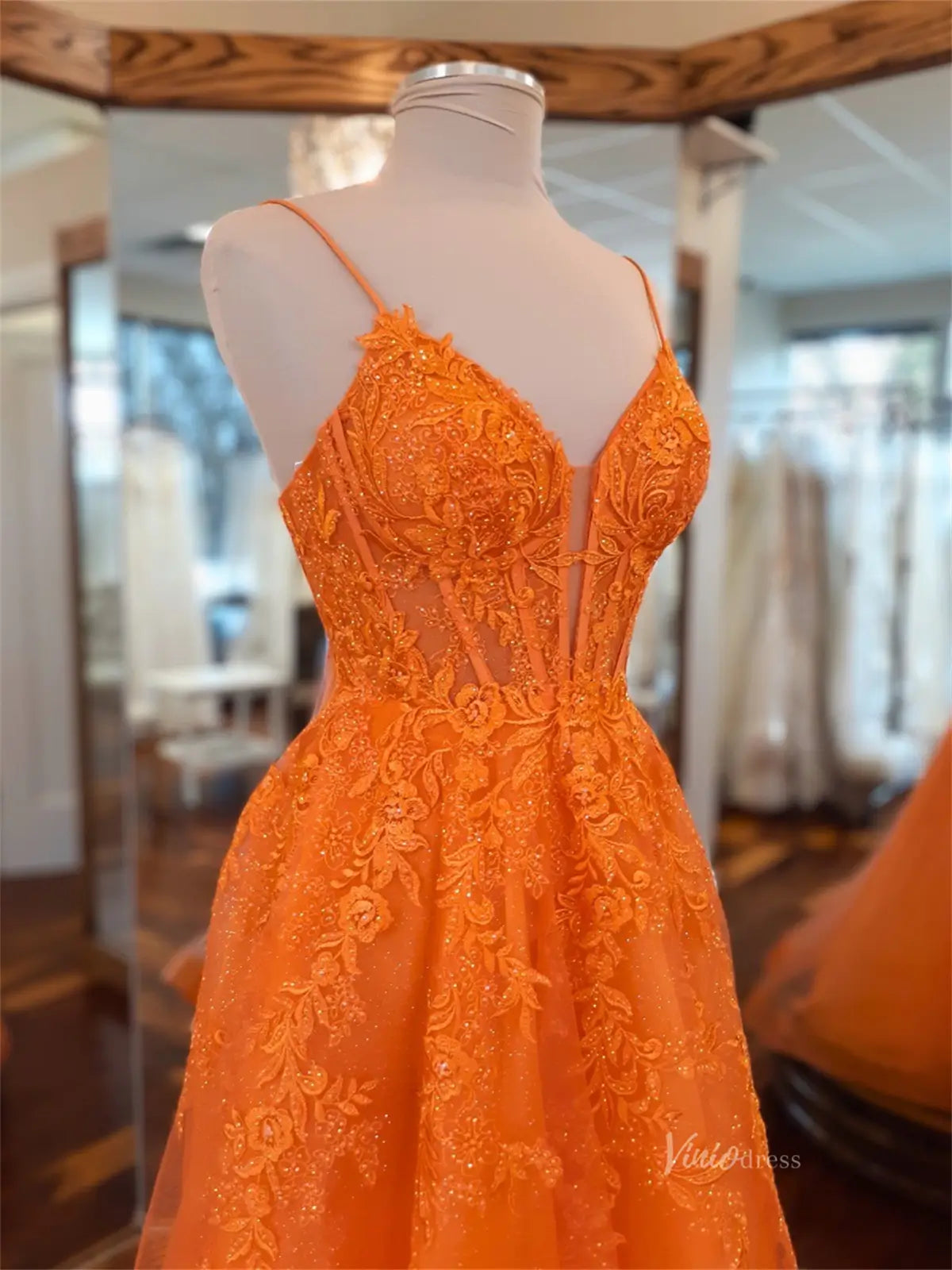 prom dresses 2025 Sparkly Orange FD5175-plus size wedding dresses Viniodress-As Picture-Custom Size-