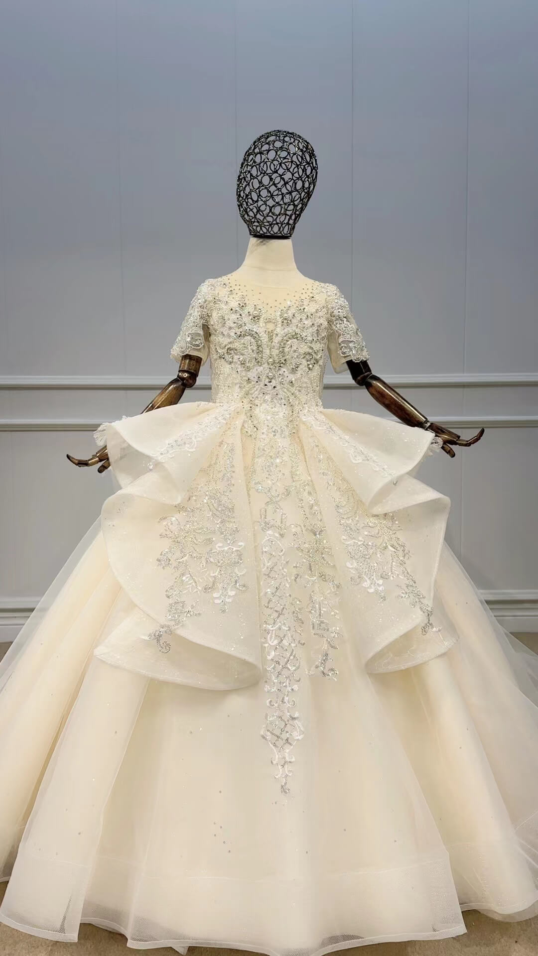 Sparkly Pageant Ball Gowns for Kids GL1098-Pageant Dresses for Kids 2025 -Viniodress-Champagne-Custom Size-