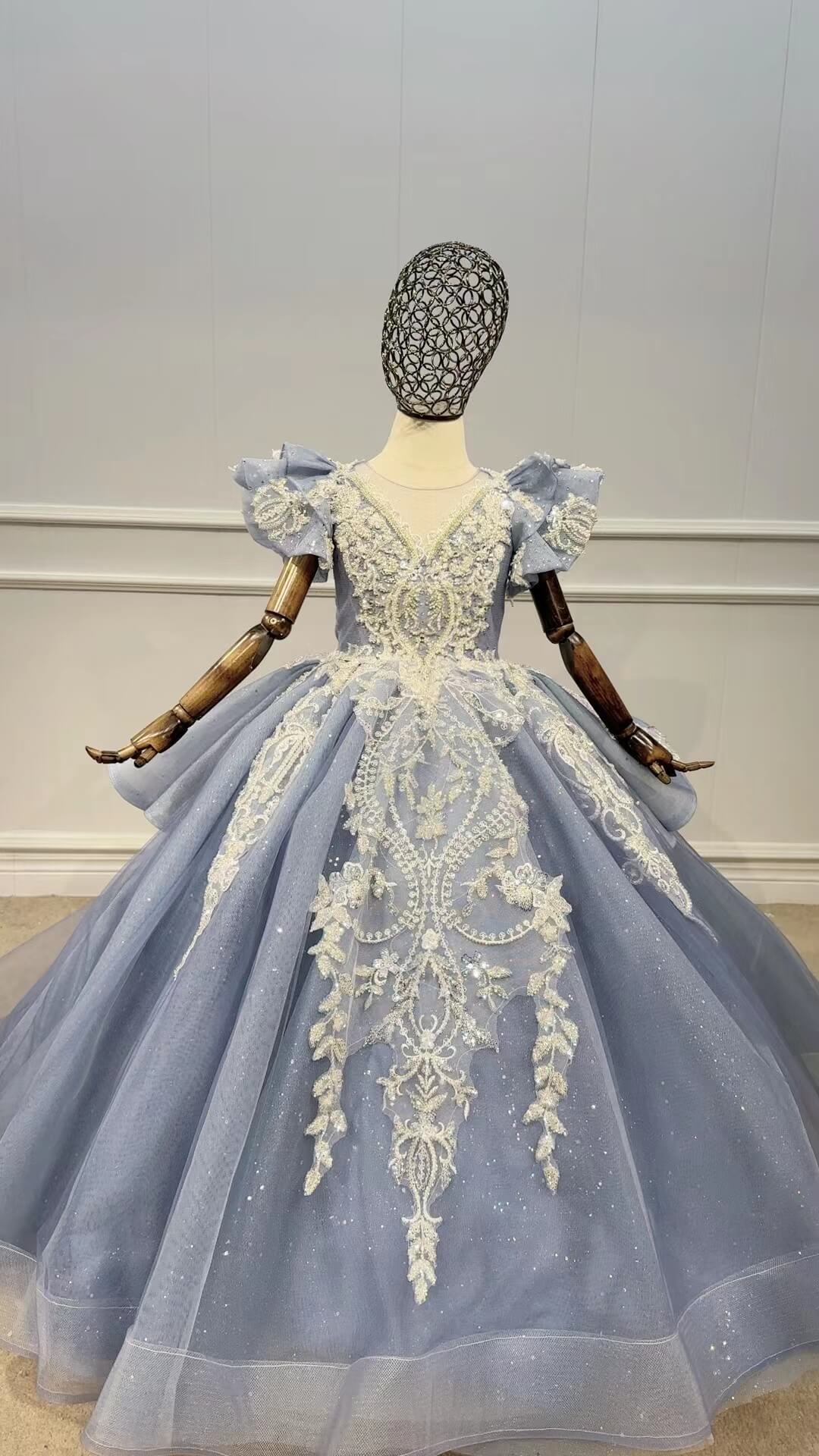 Sparkly Pageant Ball Gowns for Kids GL1098-Pageant Dresses for Kids 2025 -Viniodress-Dusty Blue-Custom Size-