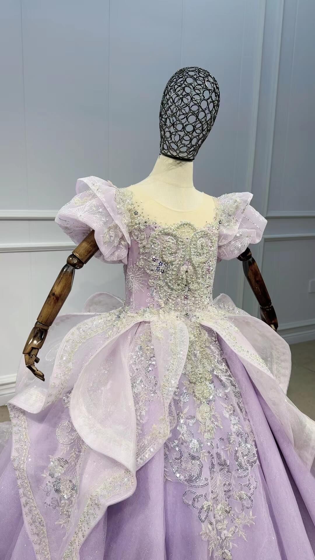 Sparkly Pageant Ball Gowns for Kids GL1098-Pageant Dresses for Kids 2025 -Viniodress-Lilac-Custom Size-