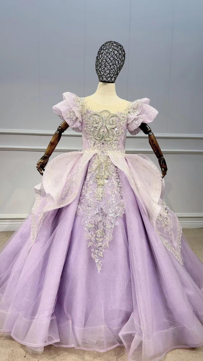 Sparkly Pageant Ball Gowns for Kids GL1098-Pageant Dresses for Kids 2025 -Viniodress-Lilac-Custom Size-
