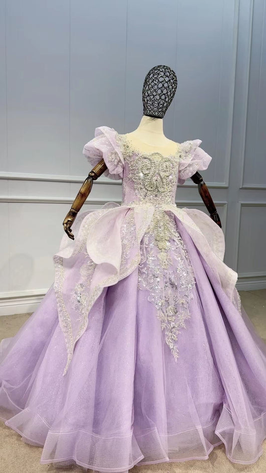 Sparkly Pageant Ball Gowns for Kids GL1098-Pageant Dresses for Kids 2025 -Viniodress-Lilac-Custom Size-