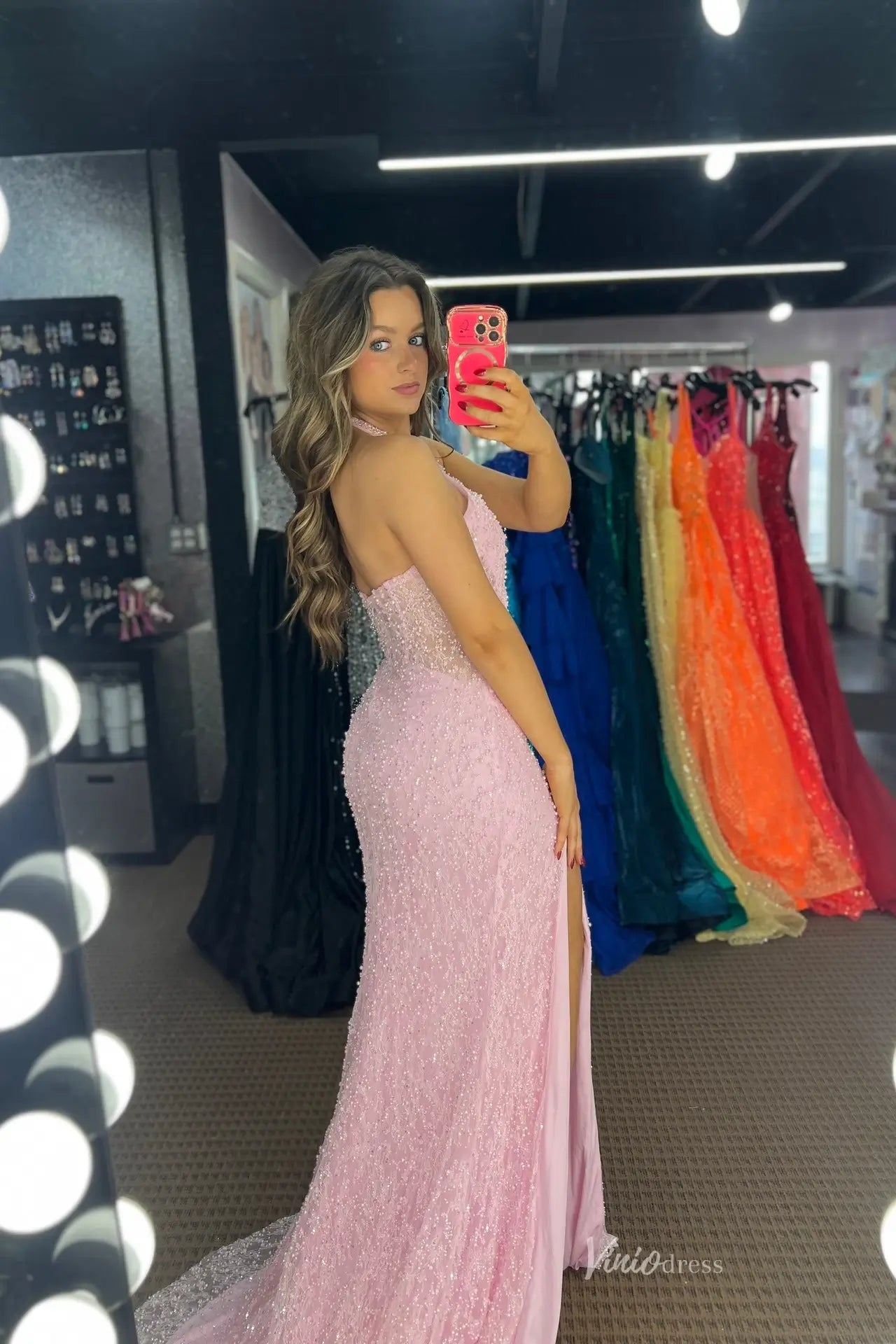 LP022-Prom Dresses 2026-Viniodress-Pink-Custom Size-