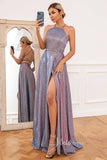 Sparkly Prom Dresses with Slit Lace-up Back Evening Dress FD3512
