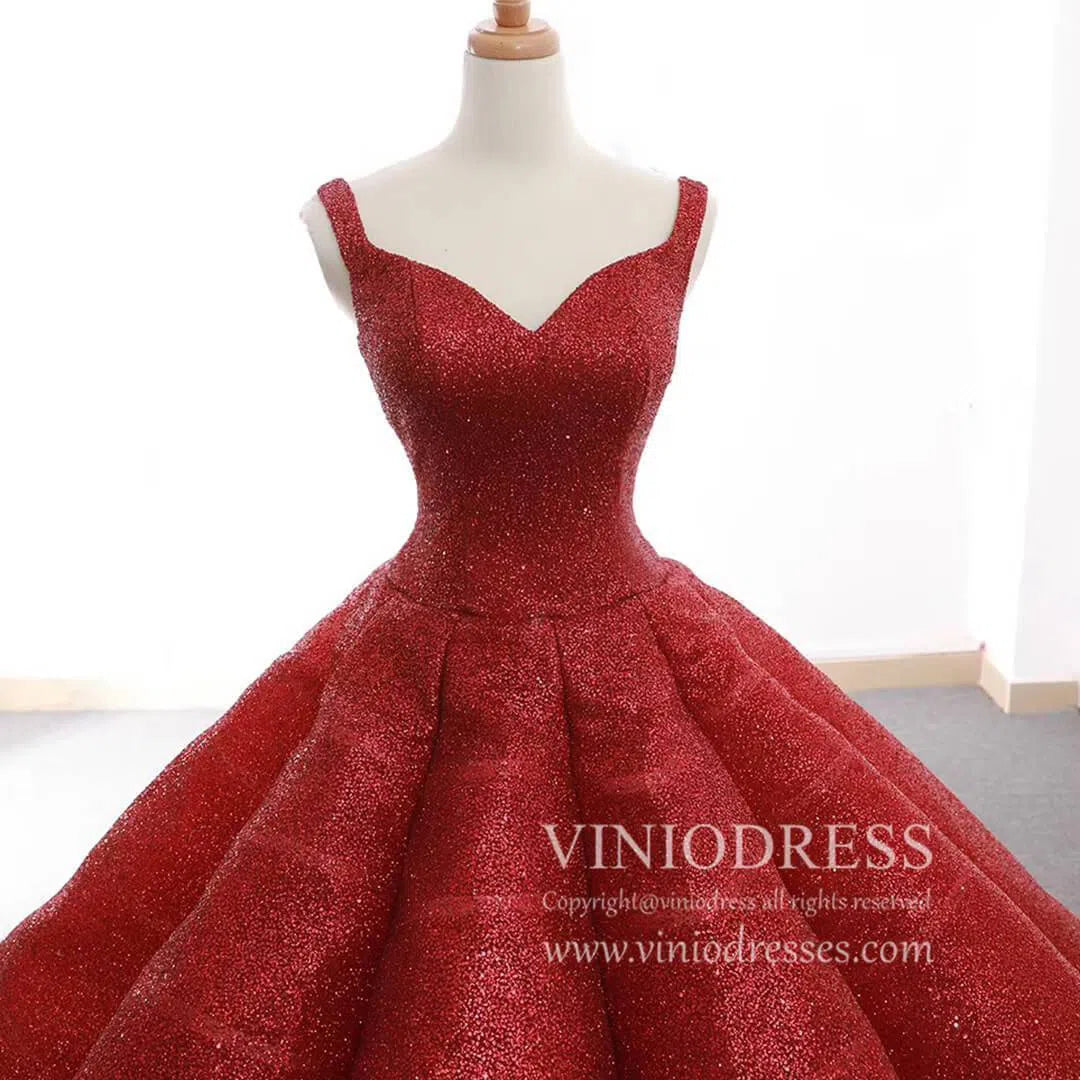 Sparkly Red Ball Gowns Sweet 15 Dresses 66591 Sweetheart Neck-Quinceanera Dresses 2025 -Viniodress-Red-Custom Size-