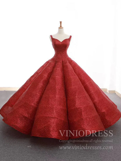 Sparkly Red Ball Gowns Sweet 15 Dresses 66591 Sweetheart Neck-Quinceanera Dresses 2025 -Viniodress-Red-Custom Size-