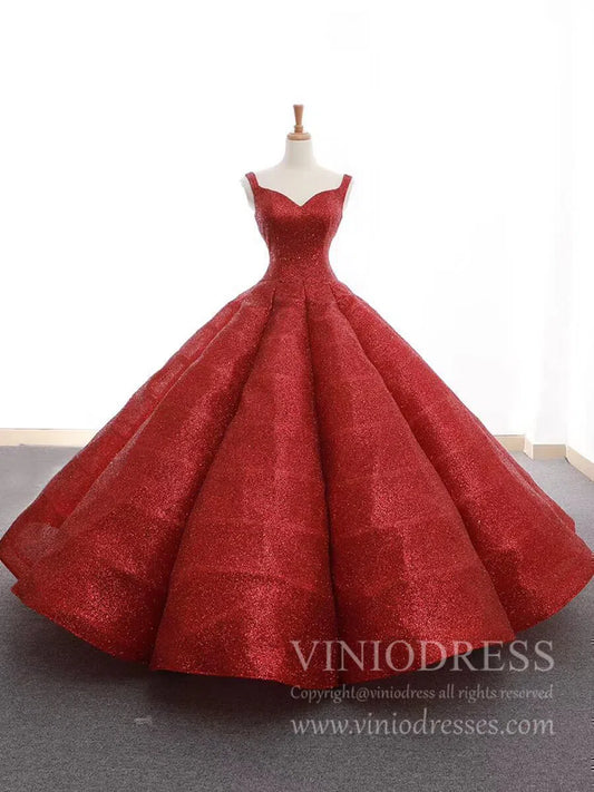 Sparkly Red Ball Gowns Sweet 15 Dresses 66591 Sweetheart Neck-Quinceanera Dresses 2025 -Viniodress-Red-Custom Size-