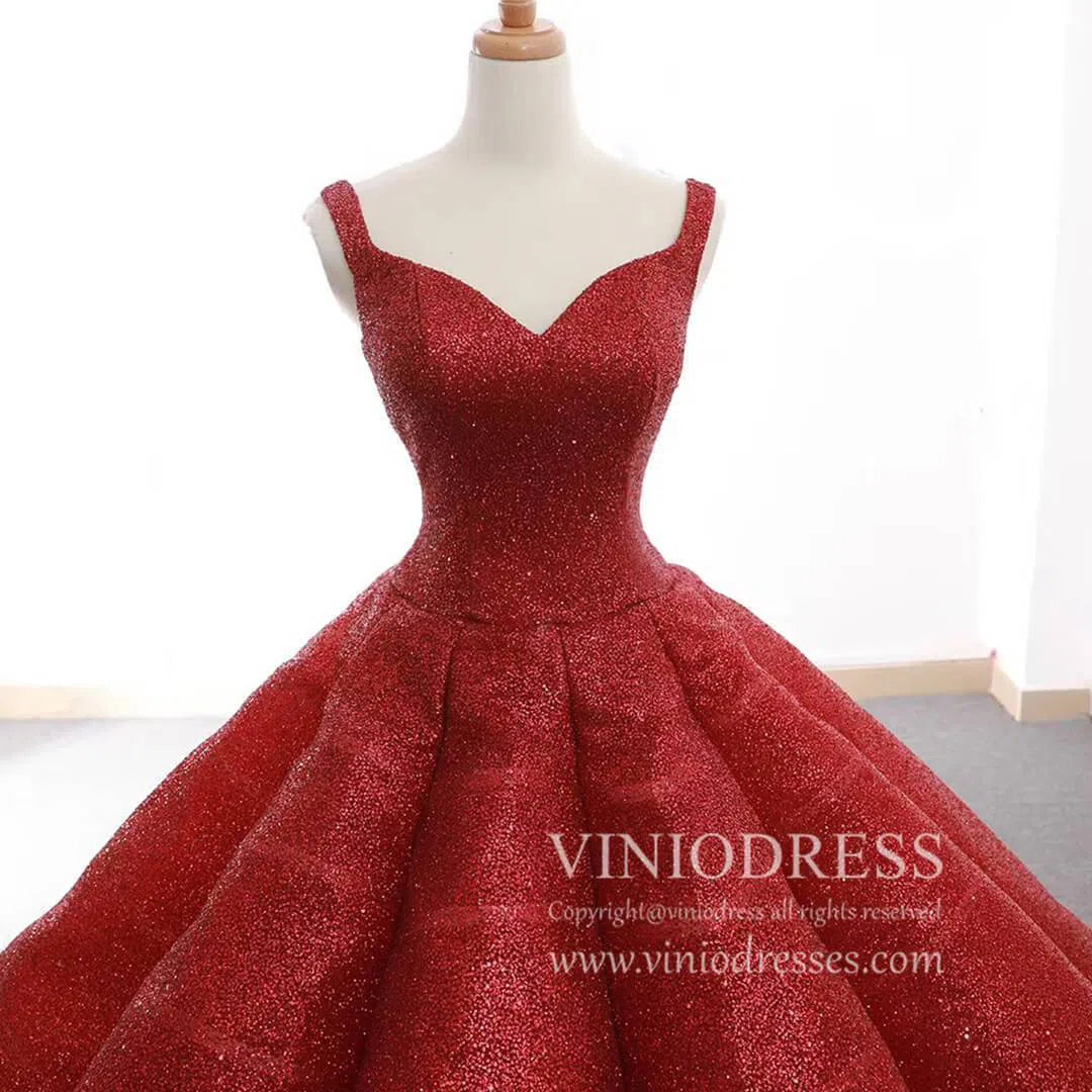 Quinceanera Dresses 2025 Sparkly Red Ball Gowns Sweet 15 Dresses 66591 Sweetheart Neck-plus size wedding dresses Viniodress-Red-Custom Size-