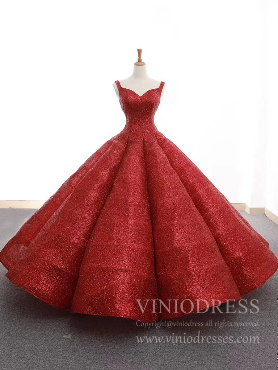 Quinceanera Dresses 2025 Sparkly Red Ball Gowns Sweet 15 Dresses 66591 Sweetheart Neck-plus size wedding dresses Viniodress-Red-Custom Size-