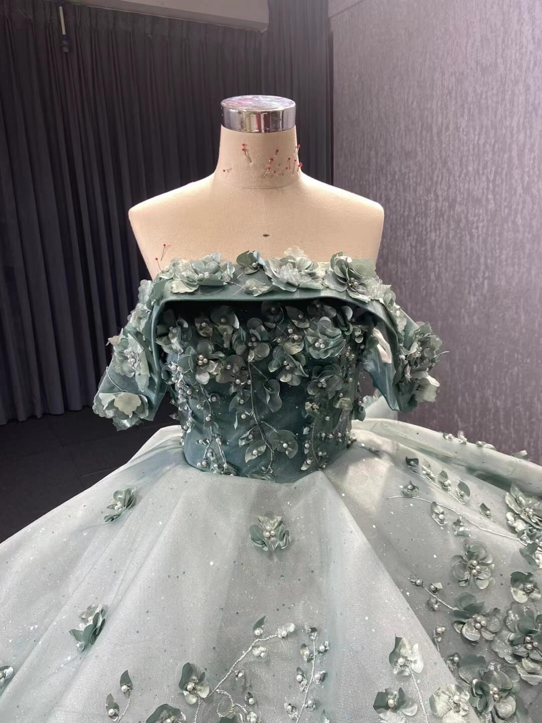 Sparkly Red Floral Ball Gown Wedding Dresses Off the Shoulder 231052-wedding dresses 2025 -Viniodress-Red-Custom Size-