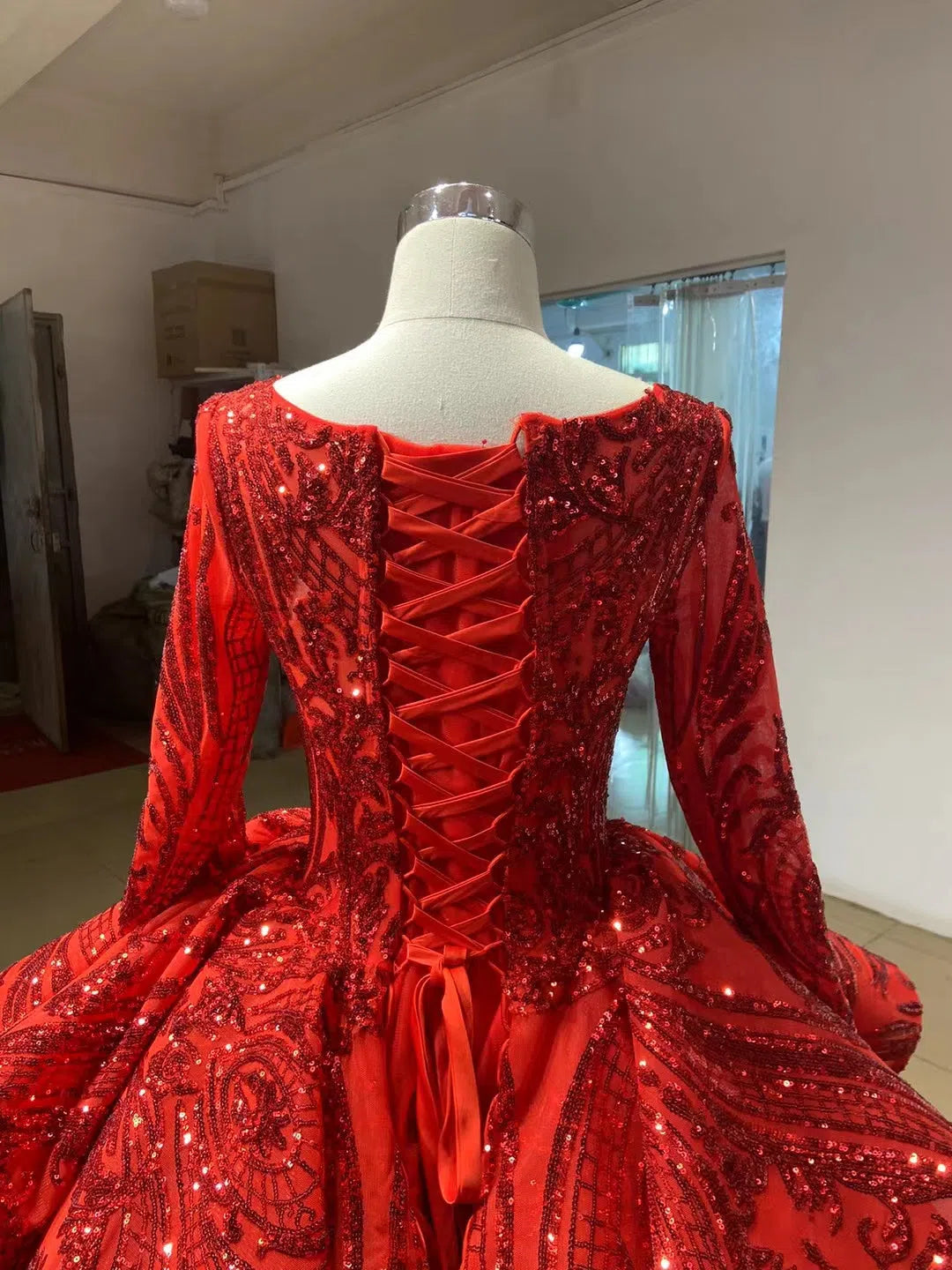 Sparkly Rose Gold Sequin Luxury Ball Gown Wedding Dresses 67017 viniodress-Quinceanera Dresses 2025 -Viniodress-Rose Gold-Custom Size-