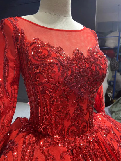 Sparkly Rose Gold Sequin Luxury Ball Gown Wedding Dresses 67017 viniodress-Quinceanera Dresses 2025 -Viniodress-Rose Gold-Custom Size-