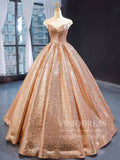 Sparkly Rose Gold Sequin Quinceanera Dresses Sweet 15 Dress Wedding Gown 66565 viniodress-prom dresses-Viniodress-Viniodress