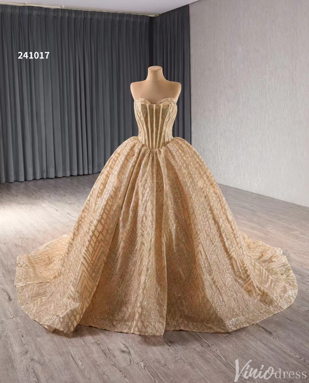 Sparkly Sequin Lace Wedding Gown Strapless Quinceanera Dress 241017-Quinceanera Dresses 2025 -Viniodress-Lavender-Custom Size-