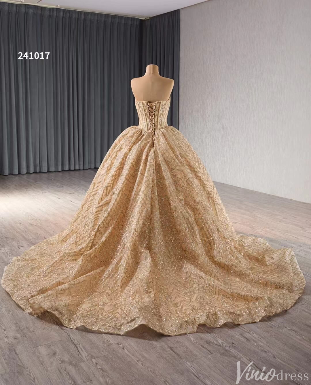 Sparkly Sequin Lace Wedding Gown Strapless Quinceanera Dress 241017-Quinceanera Dresses 2025 -Viniodress-Lavender-Custom Size-