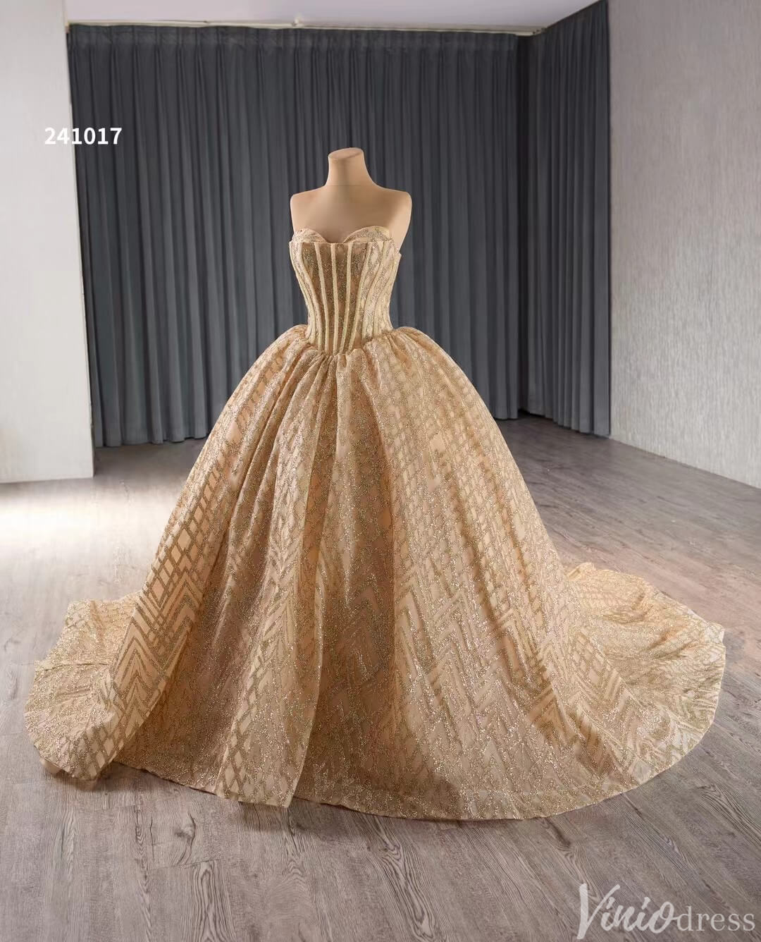 Sparkly Sequin Lace Wedding Gown Strapless Quinceanera Dress 241017-Quinceanera Dresses 2025 -Viniodress-Lavender-Custom Size-