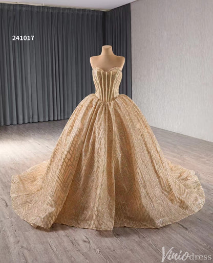 Sparkly Sequin Lace Wedding Gown Strapless Quinceanera Dress 241017-Quinceanera Dresses 2025 -Viniodress-Lavender-Custom Size-