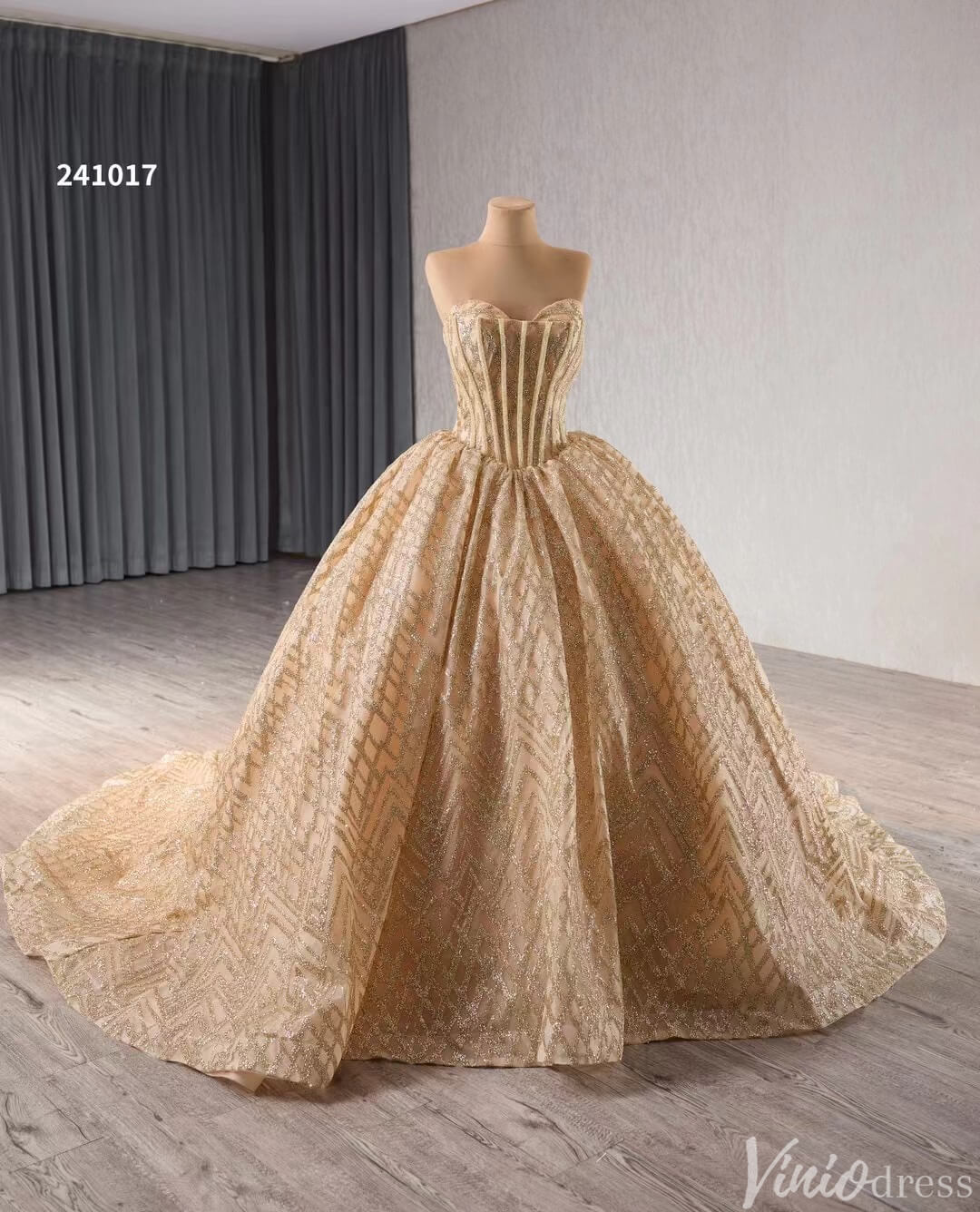 Sparkly Sequin Lace Wedding Gown Strapless Quinceanera Dress 241017-Quinceanera Dresses 2025 -Viniodress-Lavender-Custom Size-