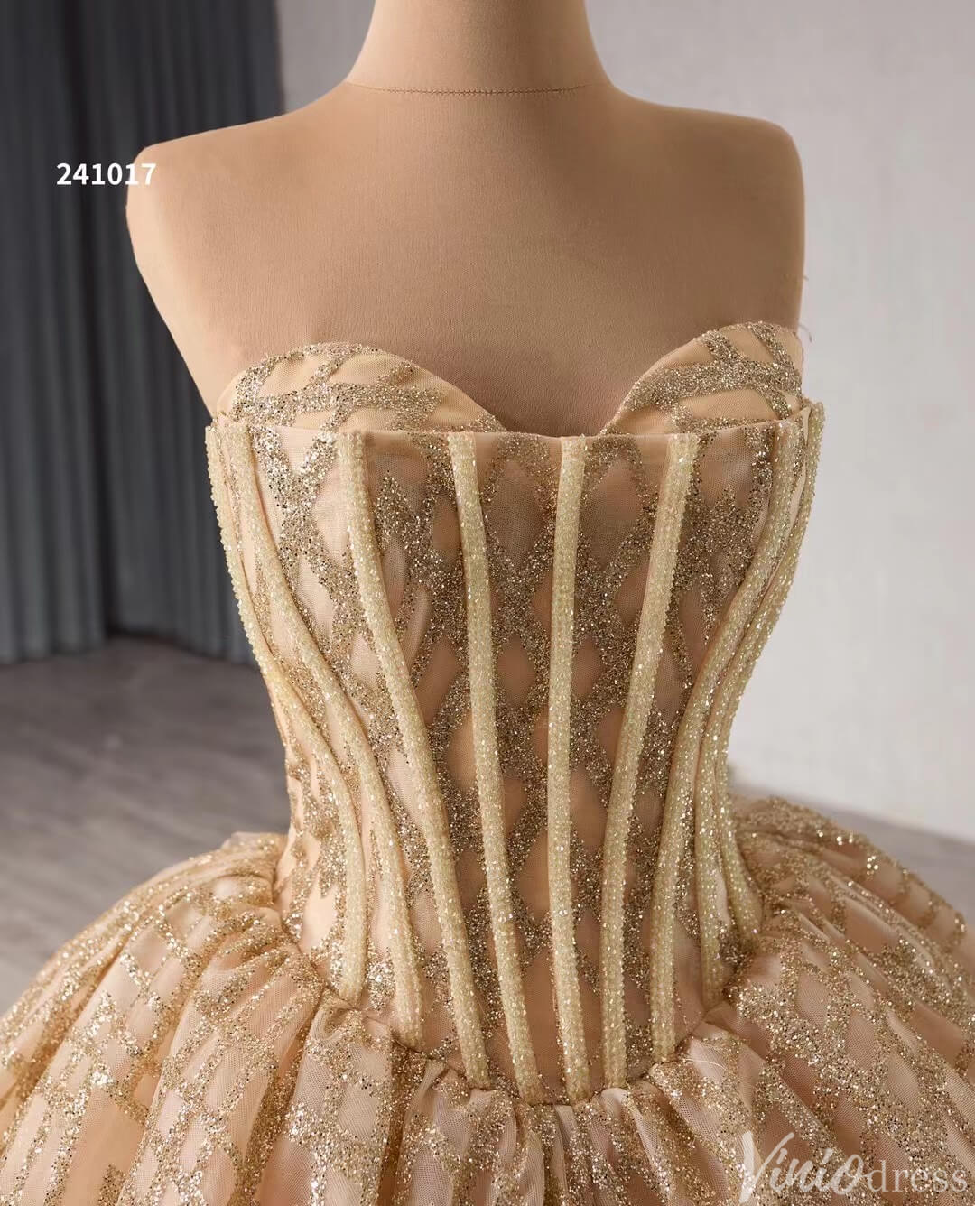 Sparkly Sequin Lace Wedding Gown Strapless Quinceanera Dress 241017-Quinceanera Dresses 2025 -Viniodress-Lavender-Custom Size-