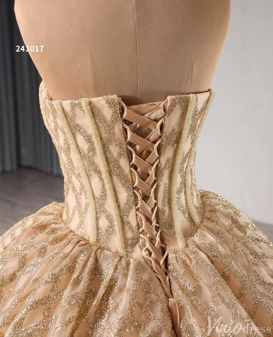 Sparkly Sequin Lace Wedding Gown Strapless Quinceanera Dress 241017-Quinceanera Dresses 2025 -Viniodress-Lavender-Custom Size-