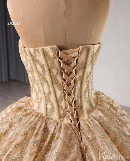 Sparkly Sequin Lace Wedding Gown Strapless Quinceanera Dress 241017-Quinceanera Dresses 2025 -Viniodress-Lavender-Custom Size-