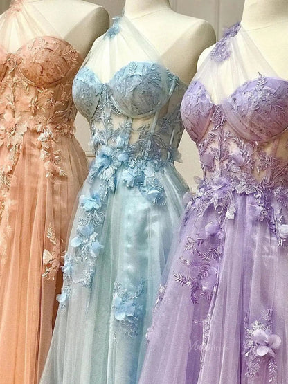 Sparkly Tulle Lace Prom Dresses 2025 One Shoulder Formal Gown with Slit - FD5158-prom dresses 2025 -Viniodress-Black-Custom Size-