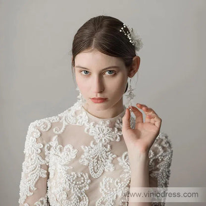 Spray Crystal Berry Bridal Comb with 3D Organza Flower ACC1107-Headpieces 2025 -Viniodress-Silver-