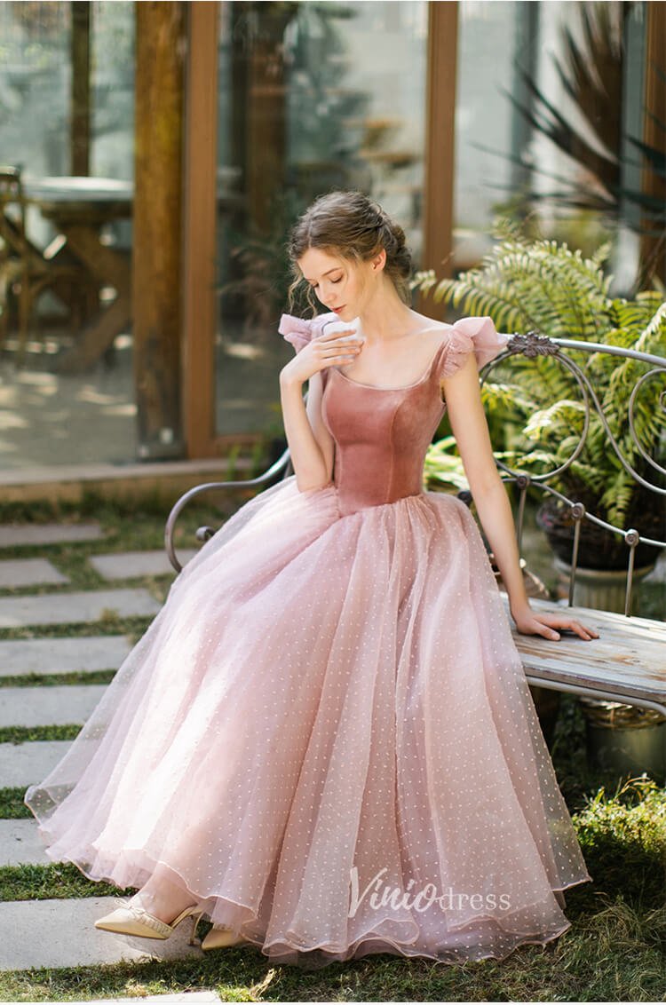 Square Neck Blush Homecoming Dresses Dotted Maxi Dress SD1391 Viniodress Square Neck Blush Homecoming Dresses Dotted Maxi Dress SD1391 Viniodress