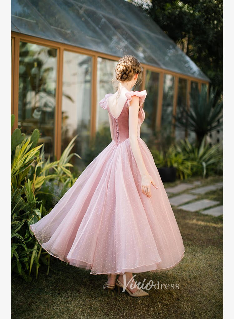 Square Neck Blush Homecoming Dresses Dotted Maxi Dress SD1391 Viniodress Square Neck Blush Homecoming Dresses Dotted Maxi Dress SD1391 Viniodress