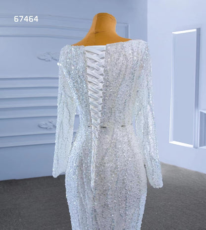 Square Neck Long Sleeve Wedding Dresses with Removable Train 67464-wedding dresses 2025 -Viniodress-Ivory-Custom Size-