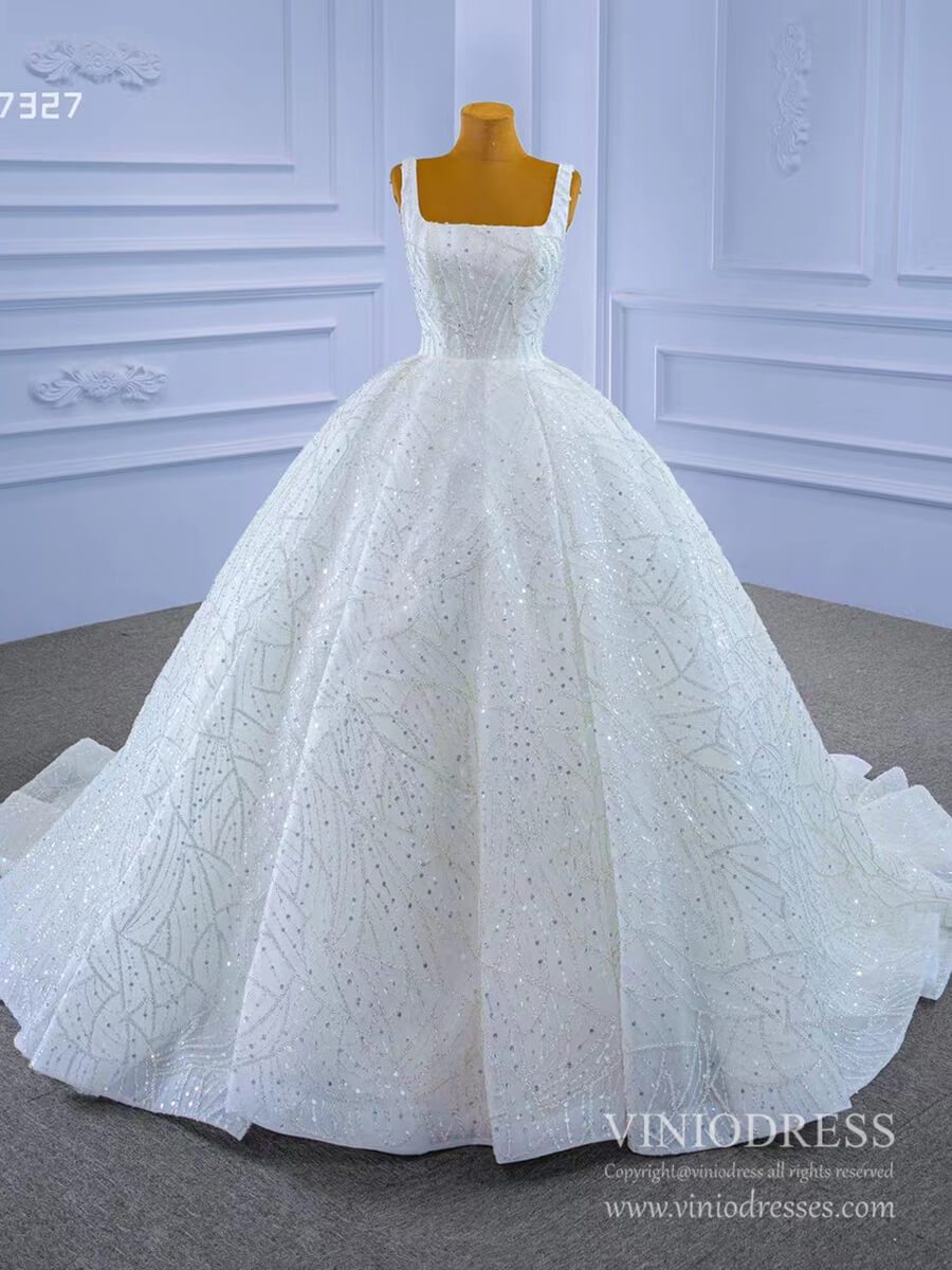 Square Neck Wedding Dresses Beaded Bridal Gowns 67327 Viniodress-wedding dresses 2025 -Viniodress-As Picture-Custom Size-