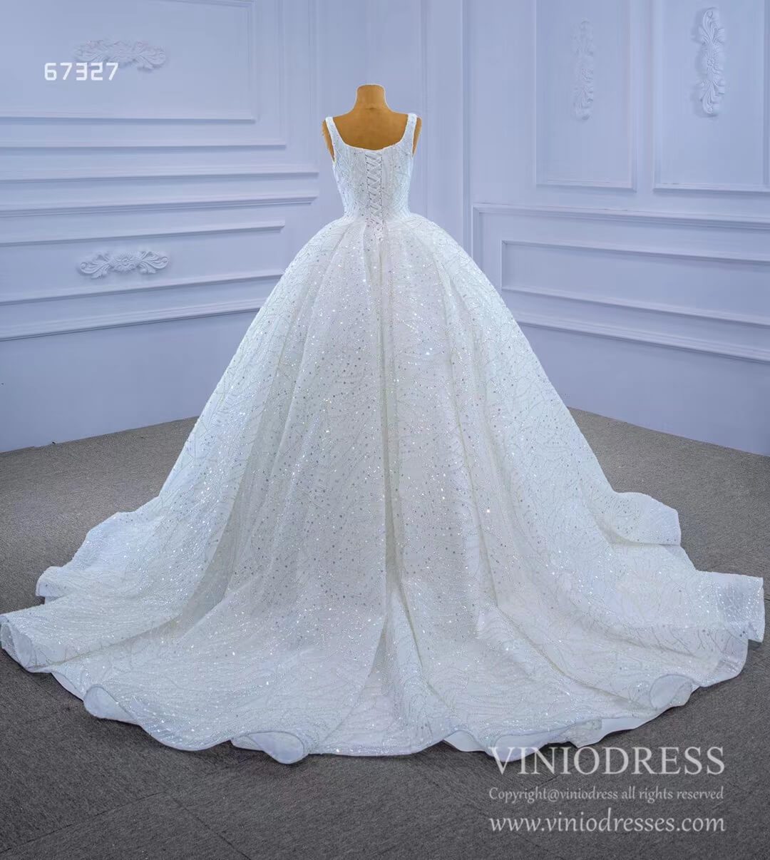 Square Neck Wedding Dresses Beaded Bridal Gowns 67327 Viniodress-wedding dresses 2025 -Viniodress-As Picture-Custom Size-