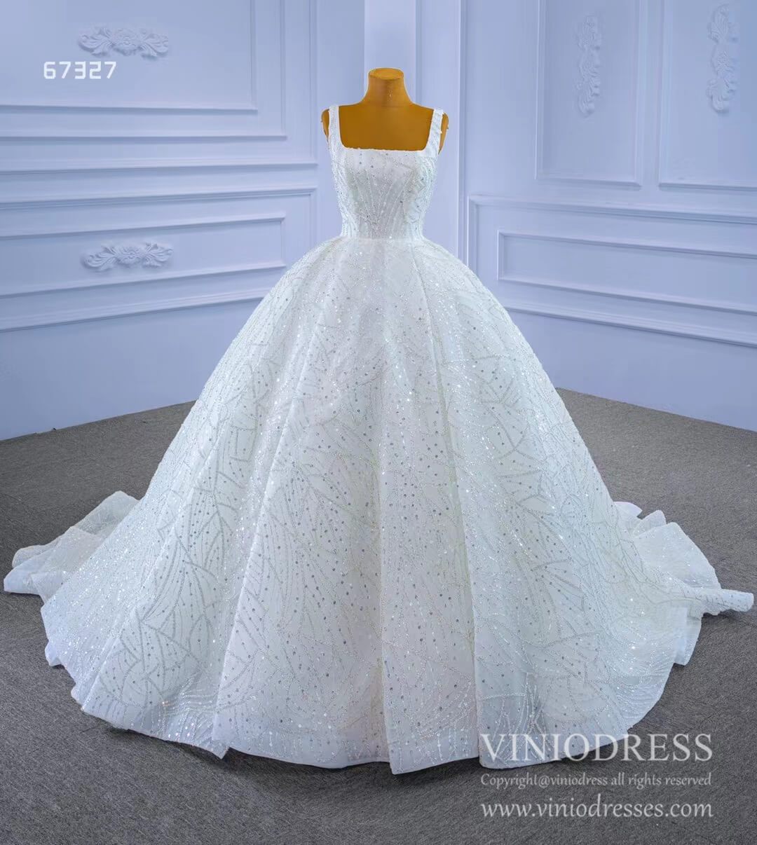Square Neck Wedding Dresses Beaded Bridal Gowns 67327 Viniodress-wedding dresses 2025 -Viniodress-As Picture-Custom Size-