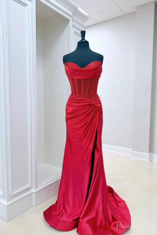 SS133-prom dresses 2026-Viniodress-Red-Custom Size-