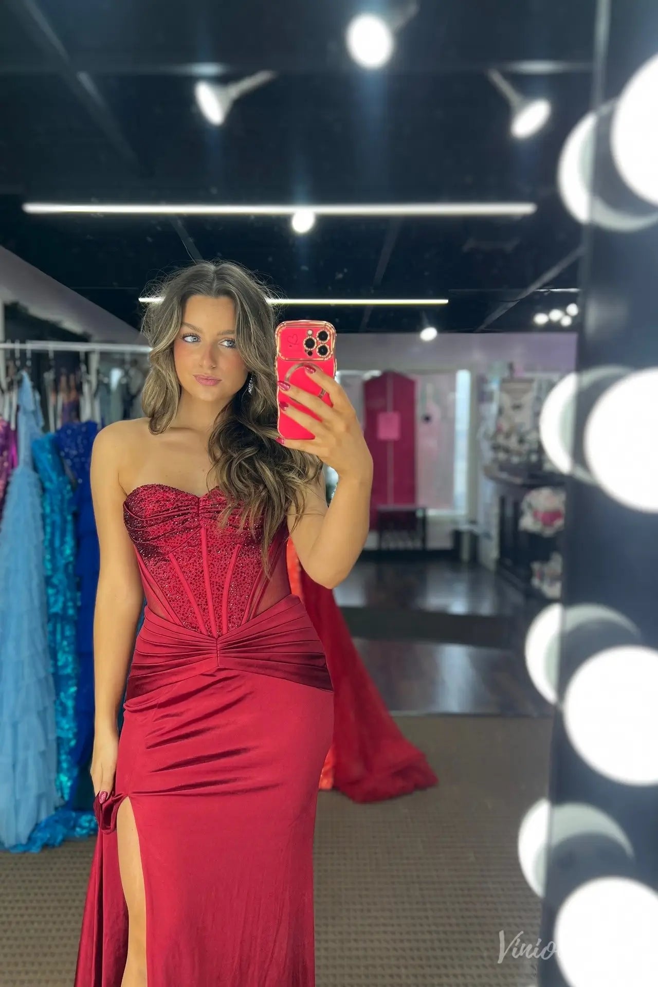 SS299-prom dresses 2026-Viniodress-Burgundy-Custom Size-