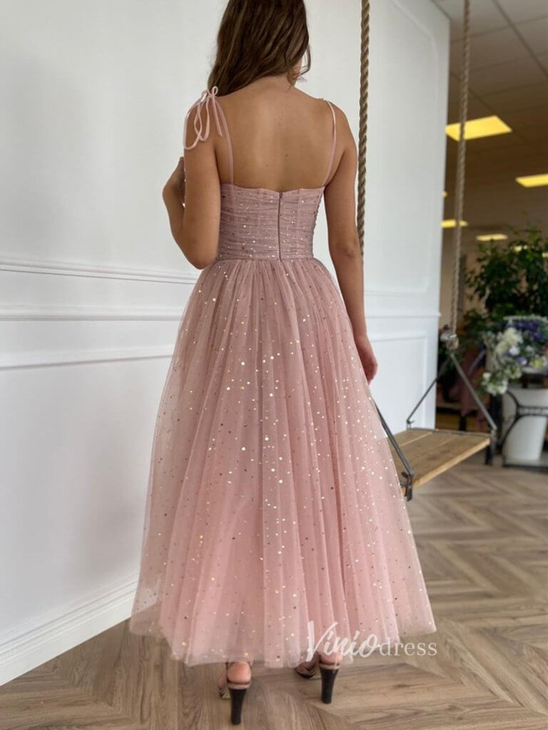 Short Prom Dresses 2025 Starry Blush Pink Midi Prom Dress with Pockets FD2660-prom dresses-Viniodress-Blush Pink-Custom Size-Viniodress