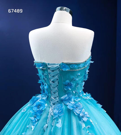 Strapless Baby Blue Ball Gown Wedding Dress 3D Flower Quince Dress 67489-Quinceanera Dresses 2025 -Viniodress-Baby Blue-Custom Size-