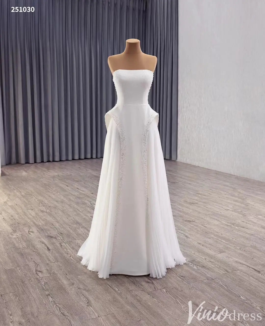 Strapless Beaded Pink Pageant Dress with Overskirt Skirt 251030-Couture Gown 2025 -Viniodress-Pink-Custom Size-