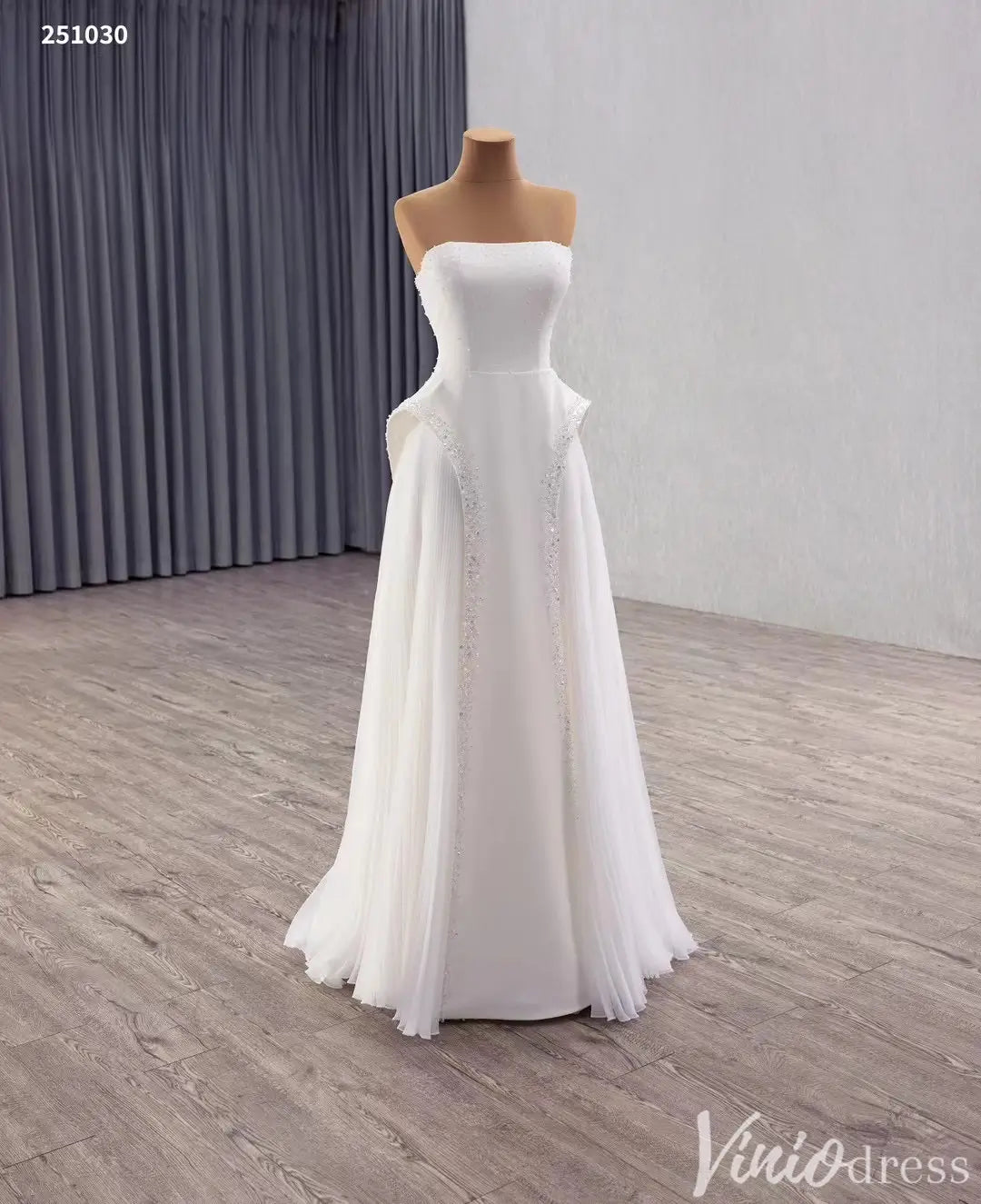 Strapless Beaded Pink Pageant Dress with Overskirt Skirt 251030-Couture Gown 2025 -Viniodress-Pink-Custom Size-