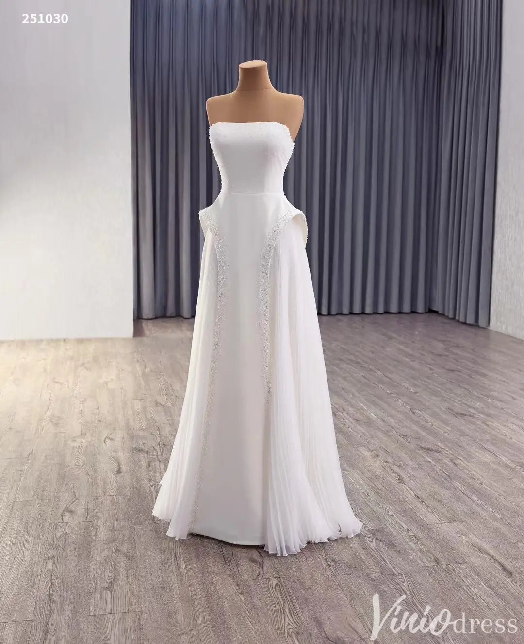 Strapless Beaded Pink Pageant Dress with Overskirt Skirt 251030-Couture Gown 2025 -Viniodress-Pink-Custom Size-